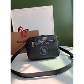Burberry Black Printed Messenger Bag For Men