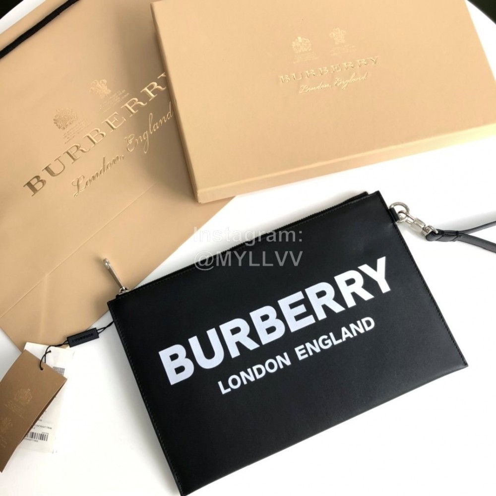 Burberry Printed Leather Zipper Handbag