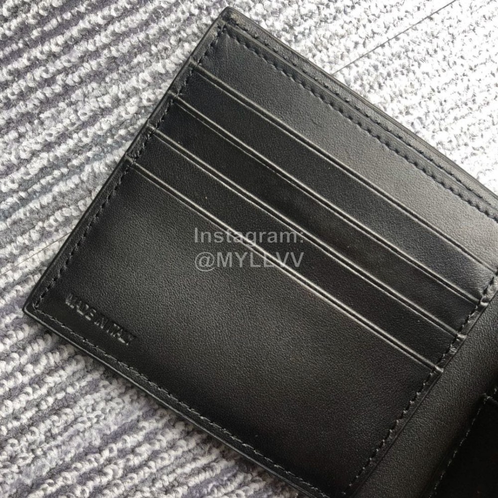 Burberry Black Palm Leather Two Fold Short Wallet