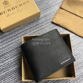 Burberry Black Palm Leather Two Fold Short Wallet