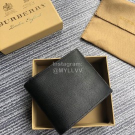 Burberry Black Palm Leather Two Fold Short Wallet
