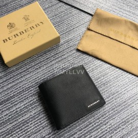 Burberry Black Palm Leather Two Fold Short Wallet