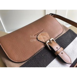 Burberry Cotton Plaid Leather Messenger Bag