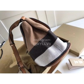 Burberry Cotton Plaid Leather Messenger Bag