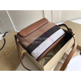 Burberry Cotton Plaid Leather Messenger Bag