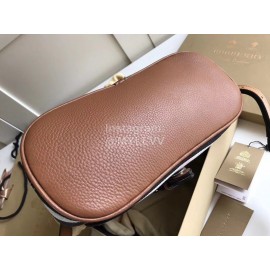 Burberry Cotton Plaid Leather Messenger Bag