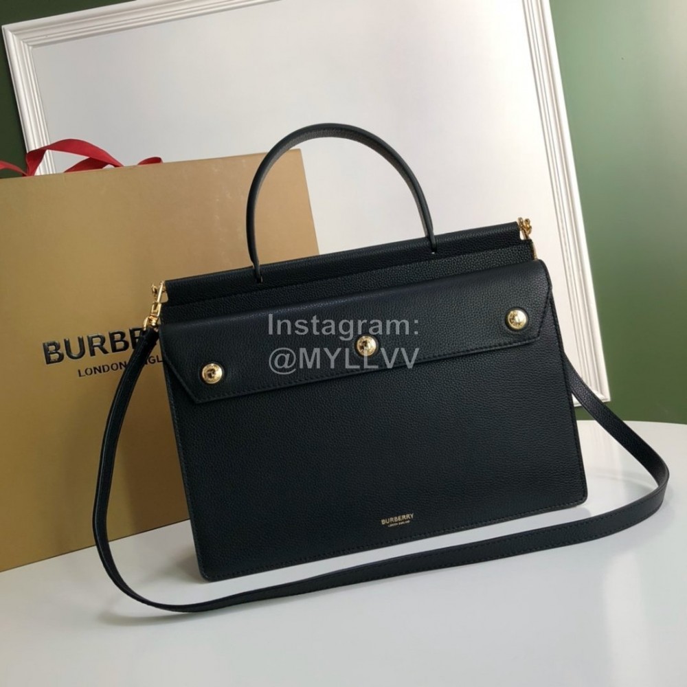 Burberry Black Leather Satchel Handbag
