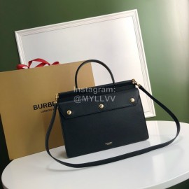 Burberry Black Leather Satchel Handbag