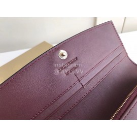 Burberry Purple Plaid Leather Long Flip Wallet