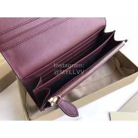 Burberry Purple Plaid Leather Long Flip Wallet