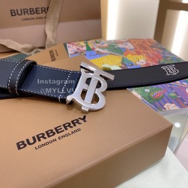 Burberry Black Leather Silver Buckle 35mm Belts