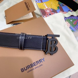 Burberry Black Leather Black Buckle 35mm Belts