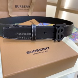 Burberry Black Leather Black Buckle 35mm Belts