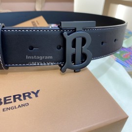 Burberry Black Leather Black Buckle 35mm Belts