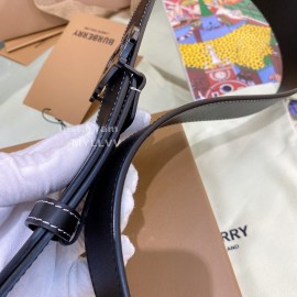 Burberry Black Leather Black Buckle 35mm Belts