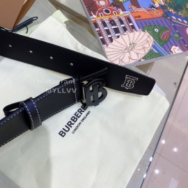 Burberry Black Leather Black Buckle 35mm Belts