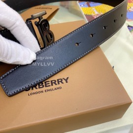 Burberry Black Leather Black Buckle 35mm Belts