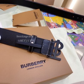 Burberry Black Leather Black Buckle 35mm Belts
