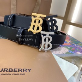 Burberry Black Leather Black Buckle 35mm Belts