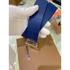 Burberry Blue Leather Silver Needle Buckle 35mm Belts