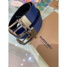 Burberry Blue Leather Silver Needle Buckle 35mm Belts