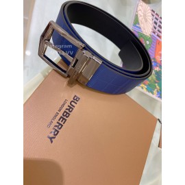 Burberry Blue Leather Silver Needle Buckle 35mm Belts