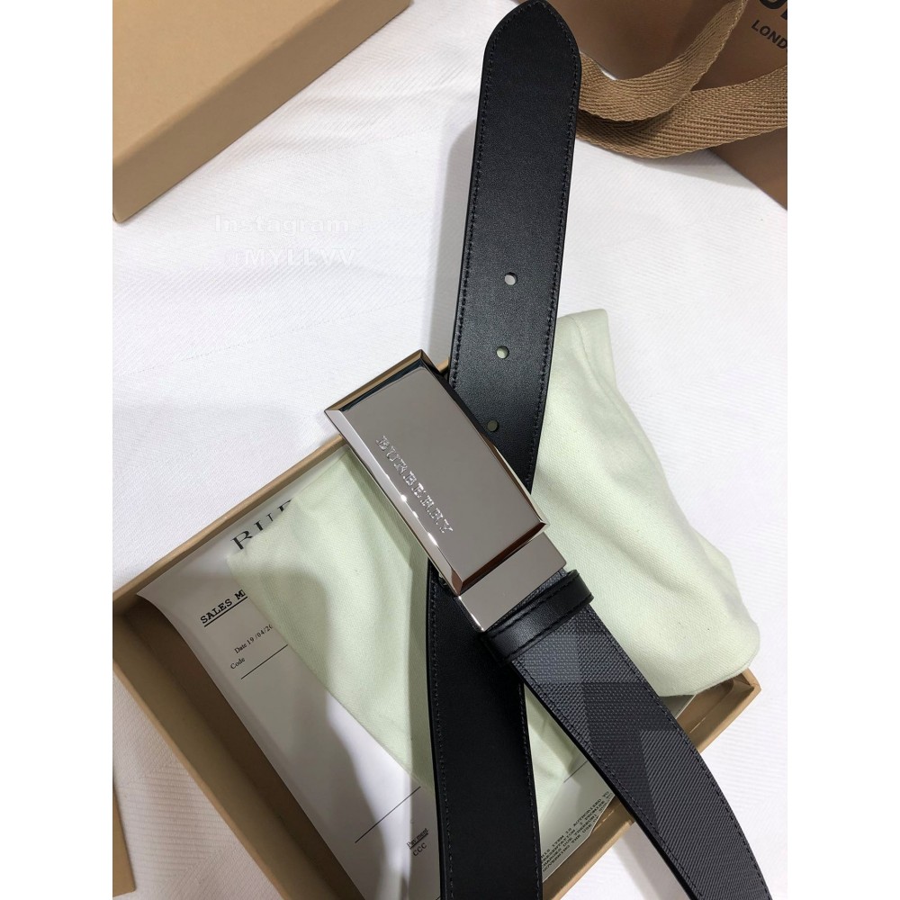 Burberry Fashion Black Leather Buckle 35mm Belts