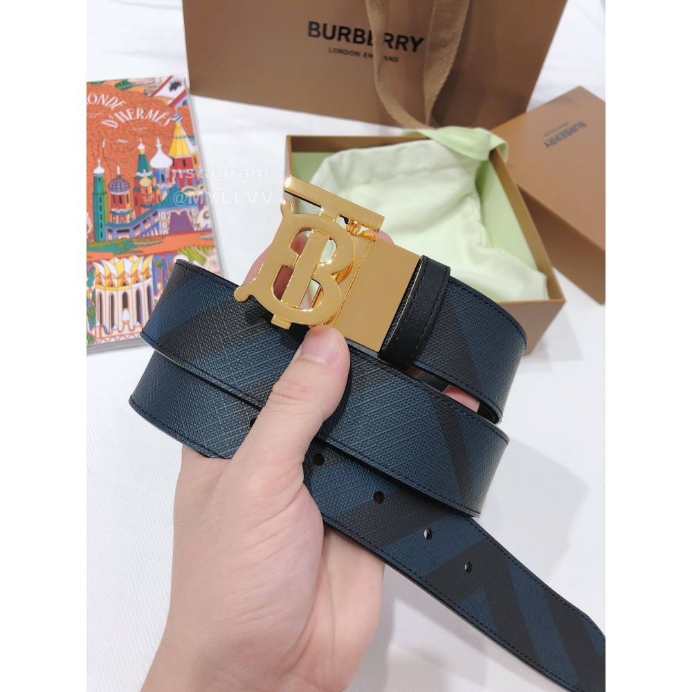 Burberry Fashion Black Leather Gold Buckle 35mm Belts