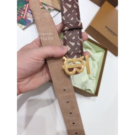 Burberry Printed Leather Gold Buckle 35mm Belts