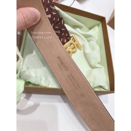 Burberry Printed Leather Gold Buckle 35mm Belts