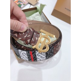 Burberry Printed Leather Gold Buckle 35mm Belts
