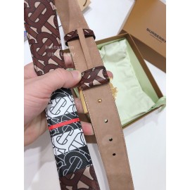 Burberry Printed Leather Gold Buckle 35mm Belts