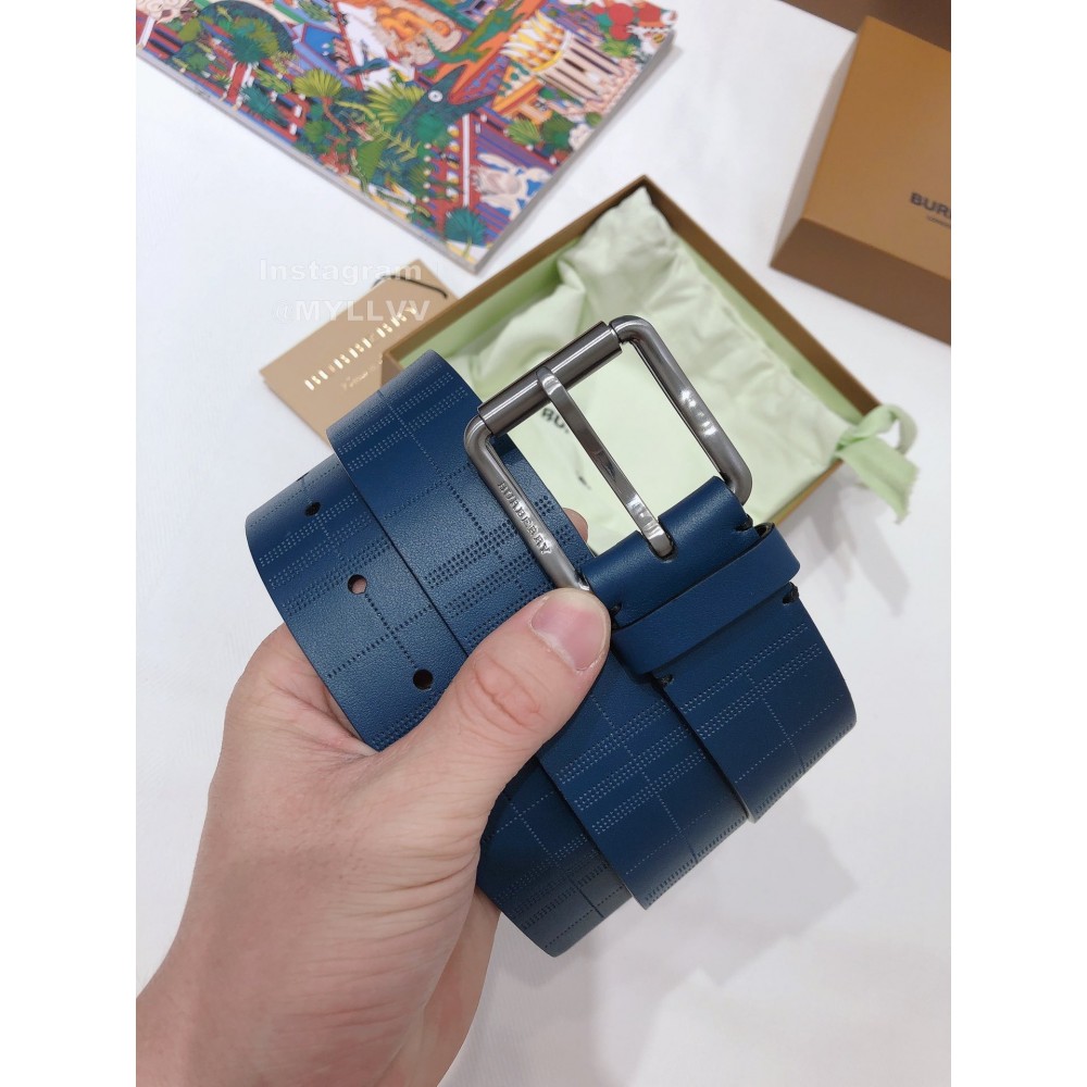Burberry New Blue Leather Silver Needle Buckle 35mm Belts