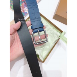 Burberry New Blue Leather Silver Needle Buckle 35mm Belts