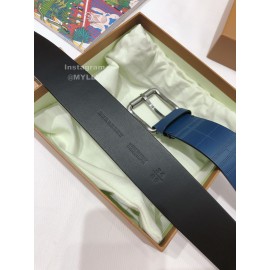Burberry New Blue Leather Silver Needle Buckle 35mm Belts