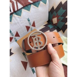 Burberry New Brown Calf Silver Round Buckle 40mm Belts 