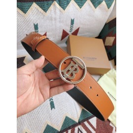 Burberry New Brown Calf Silver Round Buckle 40mm Belts 