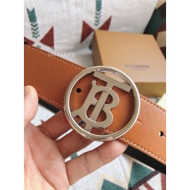 Burberry New Brown Calf Silver Round Buckle 40mm Belts 