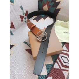 Burberry New Brown Calf Silver Round Buckle 40mm Belts 