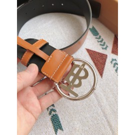 Burberry New Brown Calf Silver Round Buckle 40mm Belts 