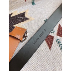 Burberry New Brown Calf Silver Round Buckle 40mm Belts 