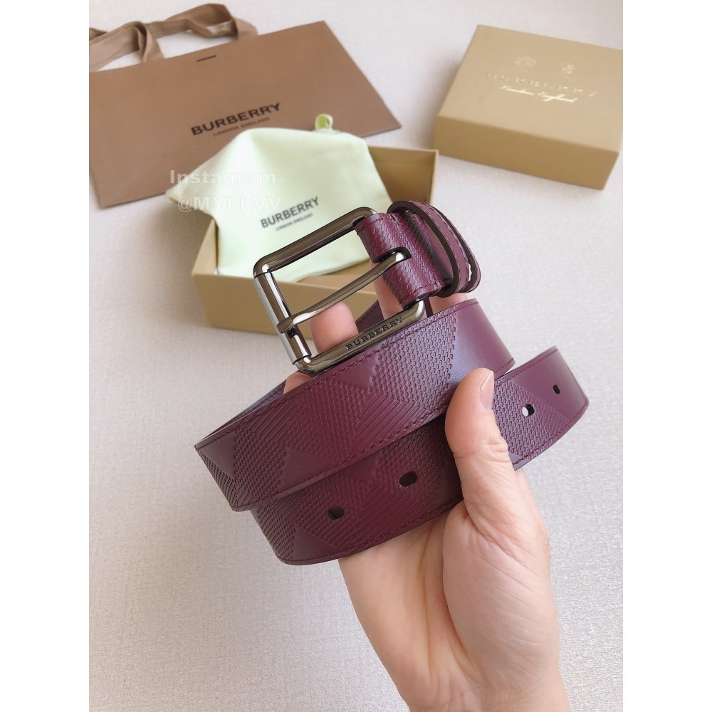 Burberry Purple Leather Needle Buckle 35mm Belts