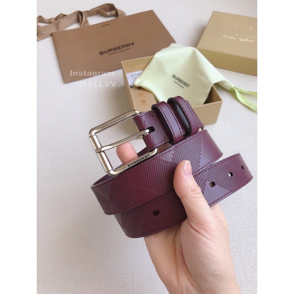 Burberry Purple Leather Silver Needle Buckle 35mm Belts