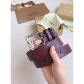 Burberry Purple Leather Silver Needle Buckle 35mm Belts