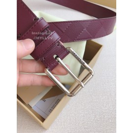 Burberry Purple Leather Silver Needle Buckle 35mm Belts