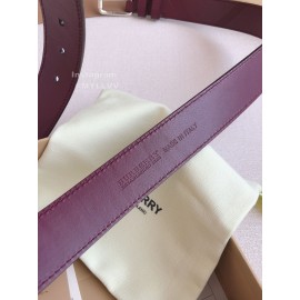Burberry Purple Leather Silver Needle Buckle 35mm Belts