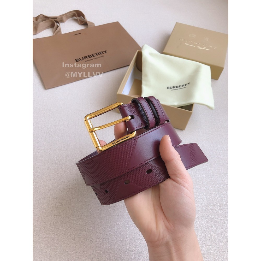 Burberry New Purple Leather Gold Needle Buckle 35mm Belts