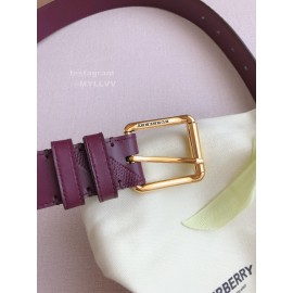 Burberry New Purple Leather Gold Needle Buckle 35mm Belts