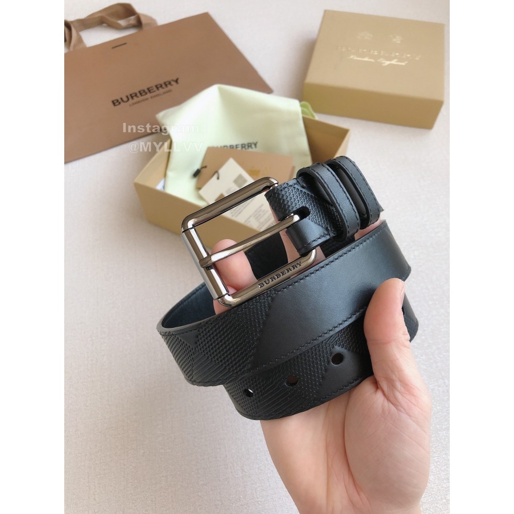 Burberry Black Leather Needle Buckle 35mm Belts