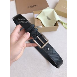 Burberry Black Leather New Silver Needle Buckle 35mm Belts